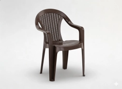 Sillón de jardín de plástico con reposabrazos, marrón, 56 × 42 × 78 cm