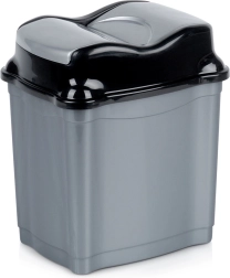 Papelera de plástico de 5 l con tapa basculante, gris