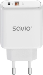 Cargador de pared 20 W SAVIO LA-12 con USB-C PD y USB-A QC