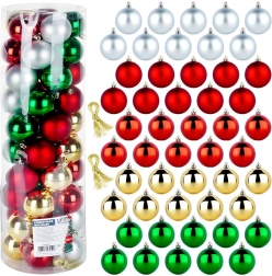 Juego de bolas de Navidad irrompibles de 6 cm, 50 uds – rojas, verdes, doradas y plateadas