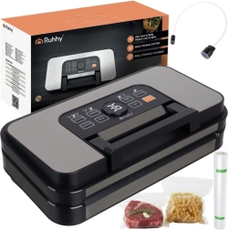Envasadora al vacío de bolsas RUHHY 125 W con doble bomba y cuchilla