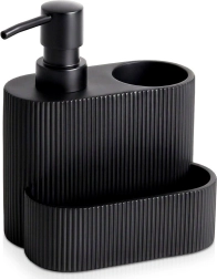 Dispensador de detergente para platos con soporte para esponja, negro 250 ml - 1 unidad