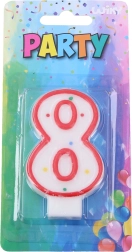 Vela de fiesta roja con forma de número 8