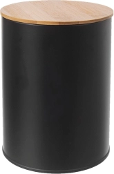 Lata de hojalata con tapa de bambú, diámetro 11 cm, negra