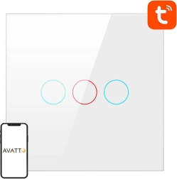 Interruptor de luz inteligente WiFi Avatto de 3 vías blanco