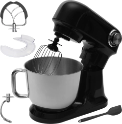 Robot de cocina planetario Bauerkraft con bol de acero inoxidable de 5 l, 1500 W, negro