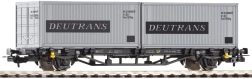 Vagón plataforma Piko Lgs579 con 2× contenedores de 20' DEUTRANS DR, época IV