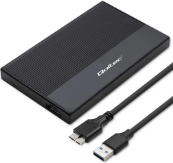 Caja externa de aluminio SATA de 2,5" para SSD/HDD con USB 3.0, 5 Gb/s, 2 TB, negra