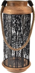 Candelabro de madera de mango y metal negro 40 cm