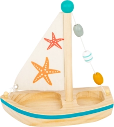 Small Foot velero de madera con estrellas de mar para el agua