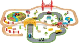 Ferrocarril de madera con camino rural de Bigjigs Rail