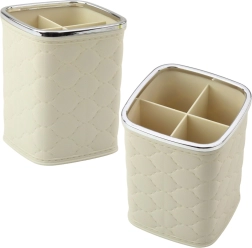 Organizador para brochas con cuatro compartimentos blanco 12 × 9,5 cm