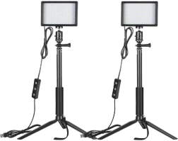 Kit de estudio Neewer con dos luces LED, filtros y trípodes