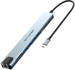 Estación de acoplamiento BlitzWolf BW-TH5 10 en 1 USB‑C, plateada