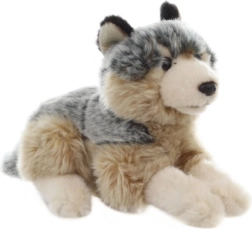 Lobo de peluche tumbado de 22 cm