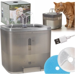 Fuente automática para perros y gatos de 2 l con bomba USB y filtración