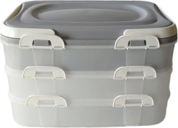 Caja apilable para picnic con asas, 3 niveles, 40 × 30 × 24 cm