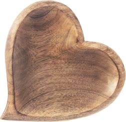 Plato de servir de madera de mango con forma de corazón 20 × 21 cm