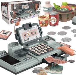 Caja registradora infantil con balanza, escáner y cesta para jugar a la tienda