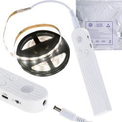 Tira LED con sensor de movimiento para USB y batería 2 m blanco frío