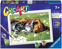 Pintar por números CreArt – perro y gato dormidos 18 × 13 cm