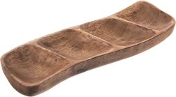Plato de madera dividido para aperitivos de mango 35 × 11 cm
