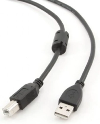 Cable USB 2.0 A–B de 4,5 m con núcleo de ferrita, contactos chapados en oro