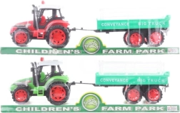 Tractor de plástico con volante de inercia y remolque 32 cm