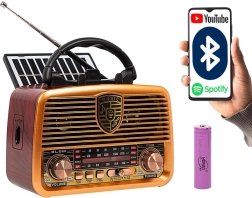 Radio analógica portátil RA10 AM/FM con carga solar y Bluetooth
