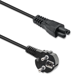 Cable de alimentación en ángulo recto SCHUKO – IEC C5 (trébol) 3×1,0 mm², 1,5 m