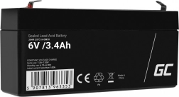 Batería AGM VRLA sin mantenimiento GREEN CELL 6 V 3,4 Ah para alarmas, cajas registradoras y juguetes