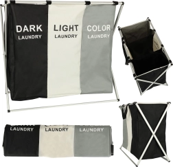 Cesto de ropa de tres compartimentos con organizador 135 l