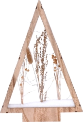 Solight decoración navideña LED de madera, arbolito con flores invernales nevadas, 37 cm - 1 pieza