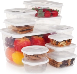 Juego de recipientes de plástico para alimentos con tapa, 11 uds.
