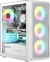 Logic Portos ARGB Midi, caja de PC blanca con USB 3.0 y vidrio