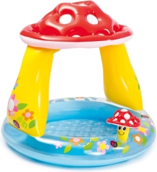 Piscina infantil inflable con techo en forma de seta