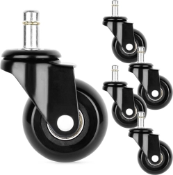 Ruedas de goma para silla de oficina 50 mm, eje 10 mm, juego de 5 uds