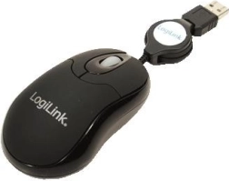 Mini ratón USB LogiLink con cable retráctil