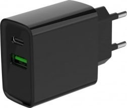 Cargador rápido USB‑C + USB‑A 20 W, negro