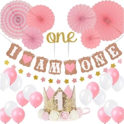 Set de globos de cumpleaños para niña - rosa