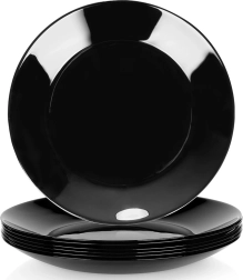 Platos de postre de vidrio negros 18 cm – juego de 6 uds