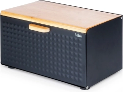 Panera de metal negro y bambú con doble tapa 35,5 × 22 × 20,5 cm Vilde