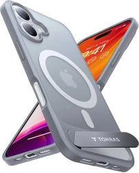 Funda Torras Pstand para iPhone 16 Plus gris titanio
