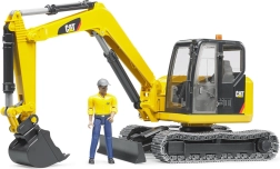Miniexcavadora CAT Bruder con figura de trabajador 1:16