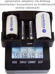 Cargador inteligente EVERACTIVE NC-3000 para AA/AAA con soporte para C/D (con adaptador)