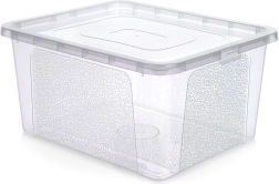 Caja de almacenamiento de plástico con tapa 20 l transparente
