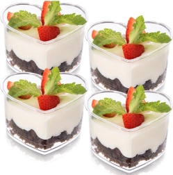 Vasitos para postres y aperitivos con forma de corazón 130 ml, 4 uds.