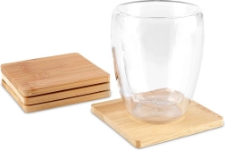 Posavasos de bambú para vasos 9,7 cm, juego de 4 piezas