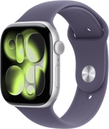 Apple Watch Series 11 GPS 46 mm aluminio plateado con correa deportiva morada S/M