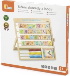Abecedario de madera y reloj para niños en checo